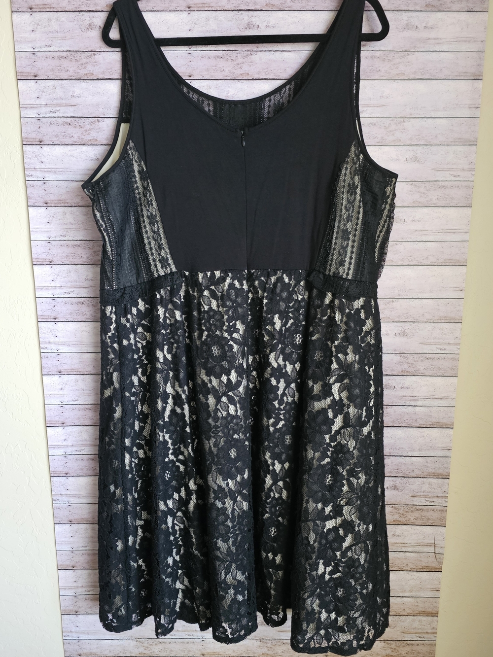 Lane Bryant Black Lace Overlay Scoop Neck Mini Dress - Picture 7 of 7